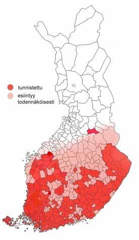 Identifiering och bekämpning av rotröta { 6 } sällsynt ställvis allmän identifierad förekommer sannolikt Bild 1. Utbredningen av granens rotröta 2017. Källa: Luke. Bild 2.