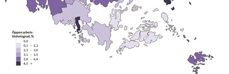 Antalet öppet arbetslösa var under i genomsnitt 579 personer, 79 personer fler än under året innan. Antalet arbetslösa män var 310 (4,4 procent), 36 personer fler än under.