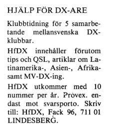 Febr 3 SDXF DLF: AktuelIt från förbundet. 5 SDXF HCJB: Lokalradion och den internationella radiomiljön. 10 SDXF RBI: Smått & Gott från Stig.