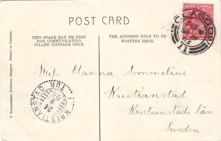 Bild 7: Kort från Storbritannien, 21/9 1903. Bild 8: Kort från Frankrike, 15/3 1905.