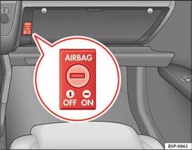 44 Airbagsystem Inaktivering av krockkuddar* Inaktiveringen av främre framsätespassagerarkrockkudden Om du monterar ett bakåtvänt barnsäte i det främre passagerarsätet måste främre
