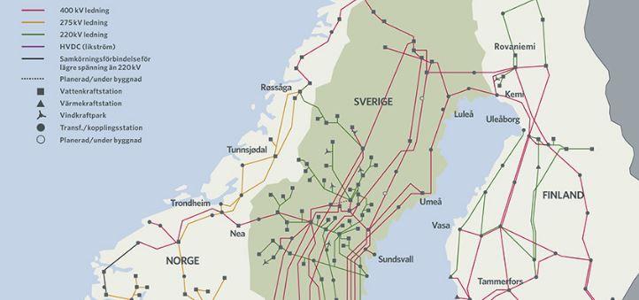 2 Teori 2.1 Sveriges elnät Det svenska elnätet är uppbyggt inom olika spänningsnivåer som bildar tre huvudnivåer; stamnät, regionnät och lokalnät.