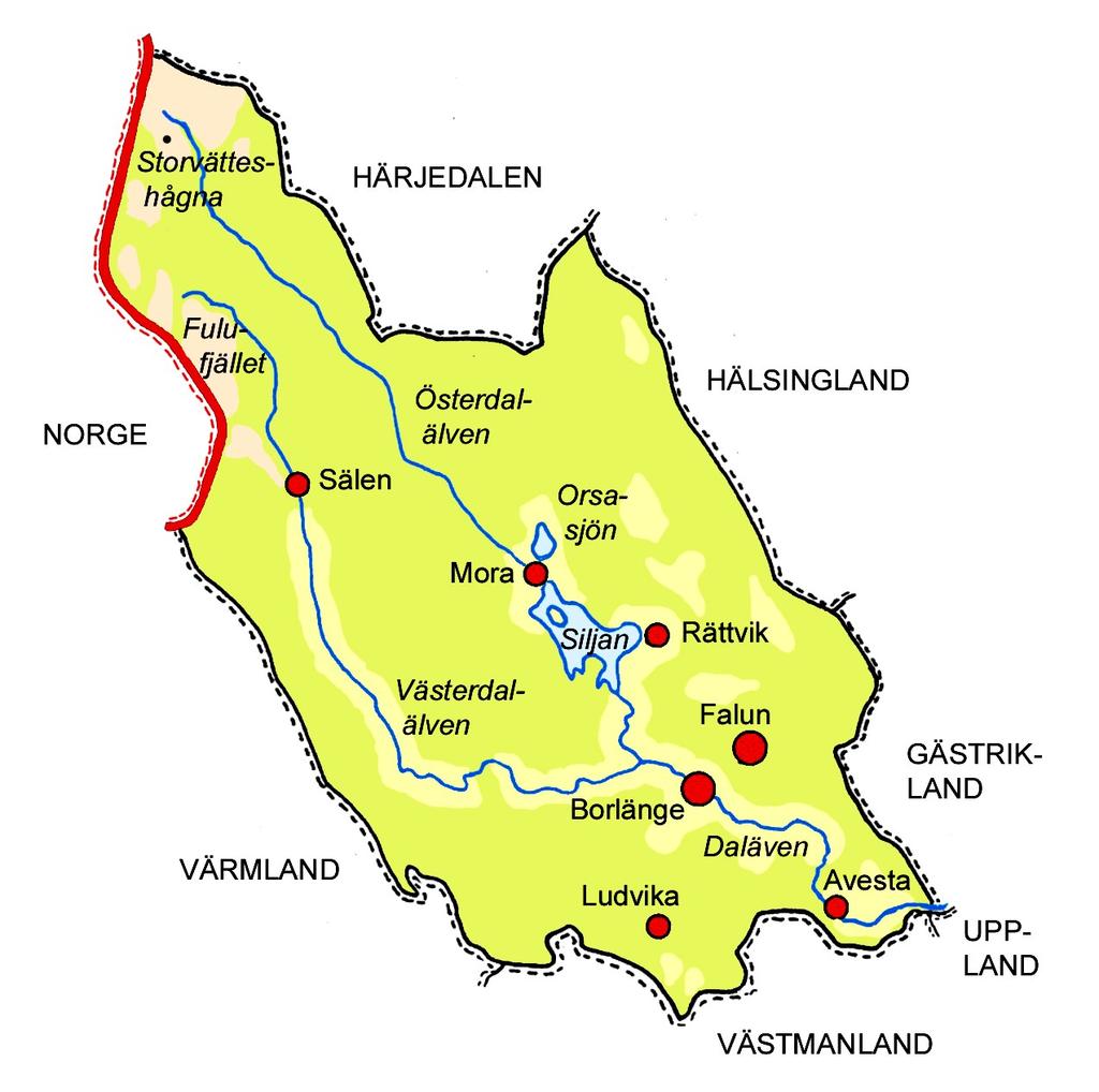 ENKEL veriges landskap 35 Dalarna Viktiga städer och platser I Mora tillverkas den berömda Morakniven.