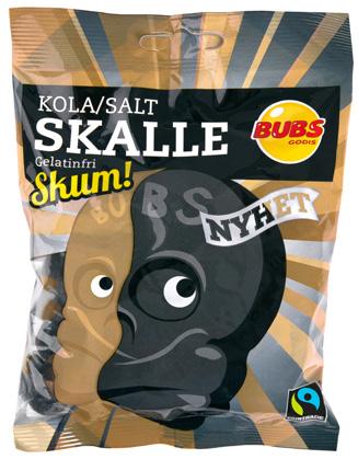 One example is the legendary Raspberry/liquorice Skull. Every piece of candy in our bags are Fairtrade certified, and free from gelatine.