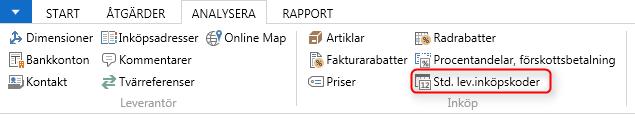 leverantör du vill skapa en mall för. Klicka på Analysera Std. Lev.