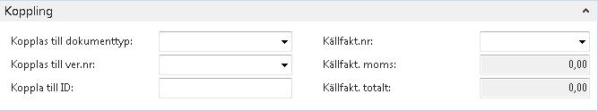 Fältförklaring fliken Utlandshandel: Fältnamn Valutakod Lämnas blankt om kreditnotan ska skickas i