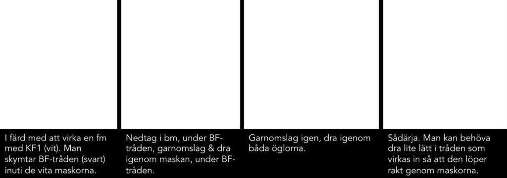 Det är egentligen inget måste att göra nedtag i bakre maskbågen, men gör man det så vrider sig inte mönstret åt ena hållet som det annars gör när man virkar i båda maskbågarna.