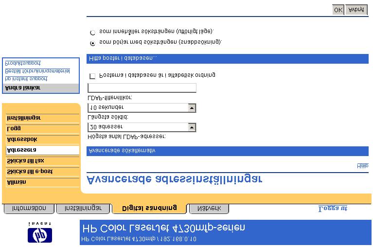 Digital sändning Avancerade adressinställningar Bilden och tabellen nedan visar hur du använder skärmbilden Avancerade adressinställningar.