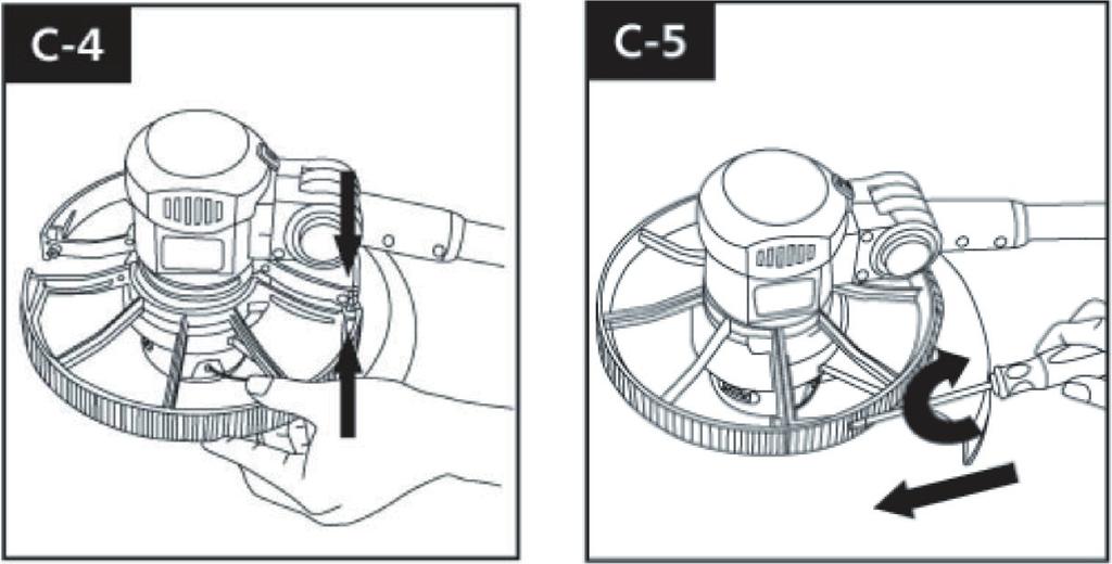 Sätt ihop kanthjulets två halvor runt motorhöljet likt på bilden. 2. Skruva fast kanthjulet med hjälp av en stjärnskruvmejsel och de två medföljande skruvarna ( g. 2). 3.