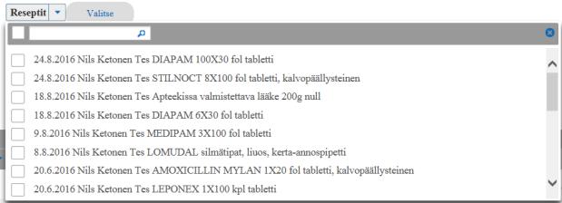 6.3. Sammanställningar Du kan skriva ut en sammanställning över patientens elektroniska recept för patienten. Uppgifter kan skrivas ut i sammanställningen 30 månader efter att ett recept gjorts upp.