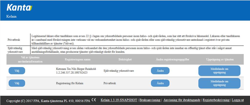 2. Användargränssnittets flikar I användargränssnittet är funktionshelheterna uppdelade på flikar; Recept och Hantering av samtycke.