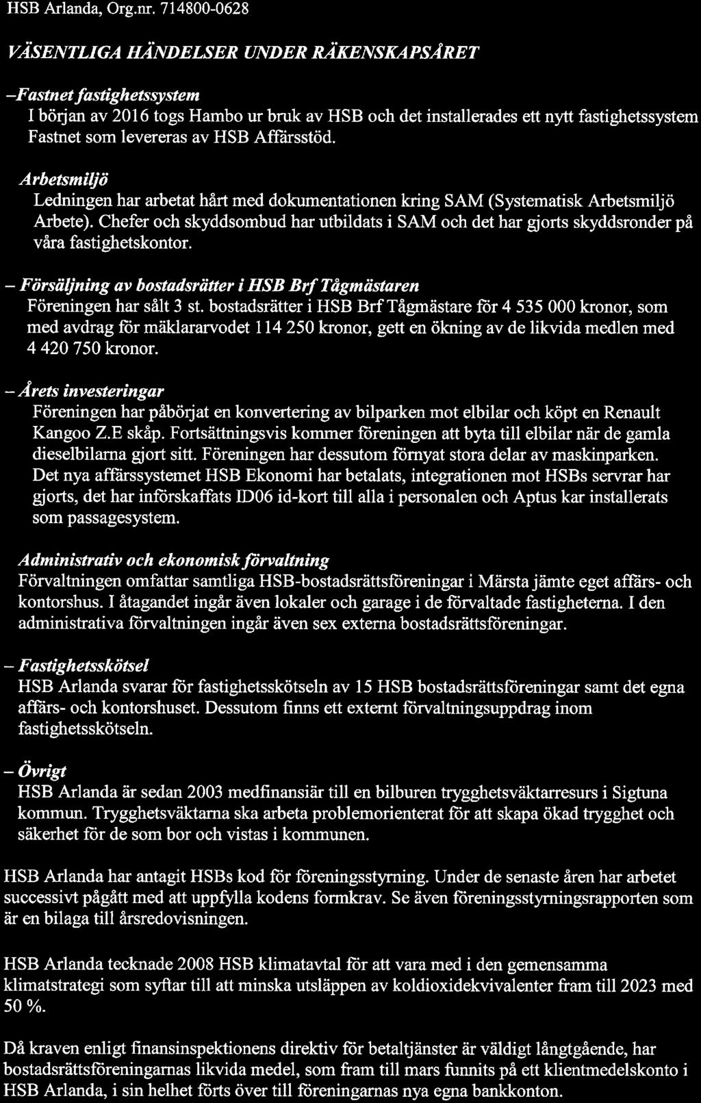 HSB Arlanda, Org.nr.
