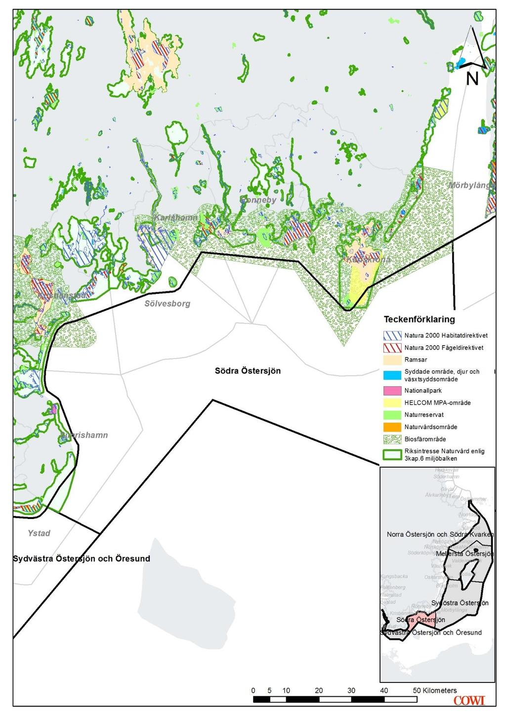 5.4.4 Södra Östersjön Figur 15 Natura 2000-områden, riksintresse för