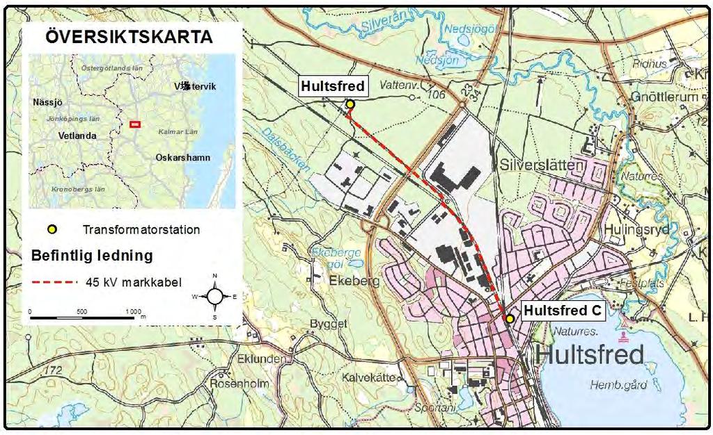 1 Inledning E.ON Energidistribution AB (E.ON Energidistribution) söker förlängd nätkoncession för linje (tillstånd) för en befintlig 45 kv kraftledning i Hultsfreds kommun. 1.1 Bakgrund E.