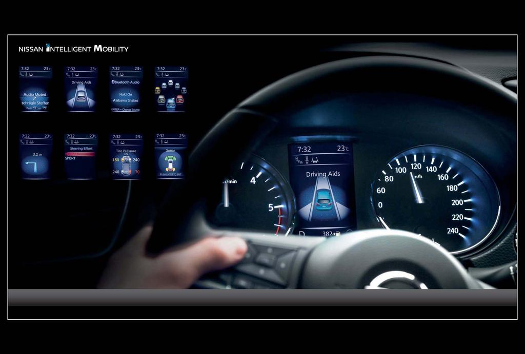 AVANCERAD DRIVE ASSIST HD-SKÄRM MER ATTRAKTION MINDRE DISTRAKTION Den 5" stora Drive Assist HD-skärmen i nya QASHQAI ger dig all viktig information på ett lätt och överskådligt sätt - bara växla