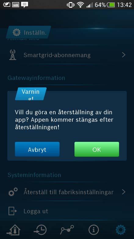 Återställ till fabriksinställningar Alla