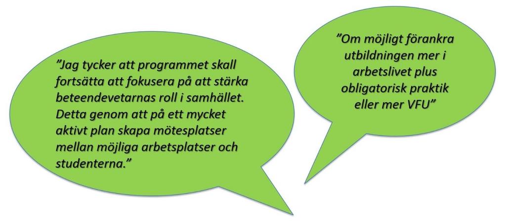 Behövde de komplettera sina studier för det arbete de har idag? Av alumnerna var det 41 % som svarade att de behövde komplettera sin utbildning för att kunna arbeta med de gör nu.