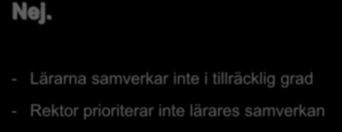 - Lärarna samverkar inte i