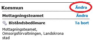 Klicka på Genomför ändring Följande meddelade visas, klicka på OK för att fullfölja ansvarsflytten. Flytten genomförs till den nya enheten och därmed försvinner ärendet från enhetens startsida.