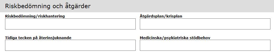 I nästa del beskrivs individens nuvarande situation och huvudmål med SIP. 15.10 Riskbedömning och åtgärder Fyll i det som är relevant och klicka på Spara.