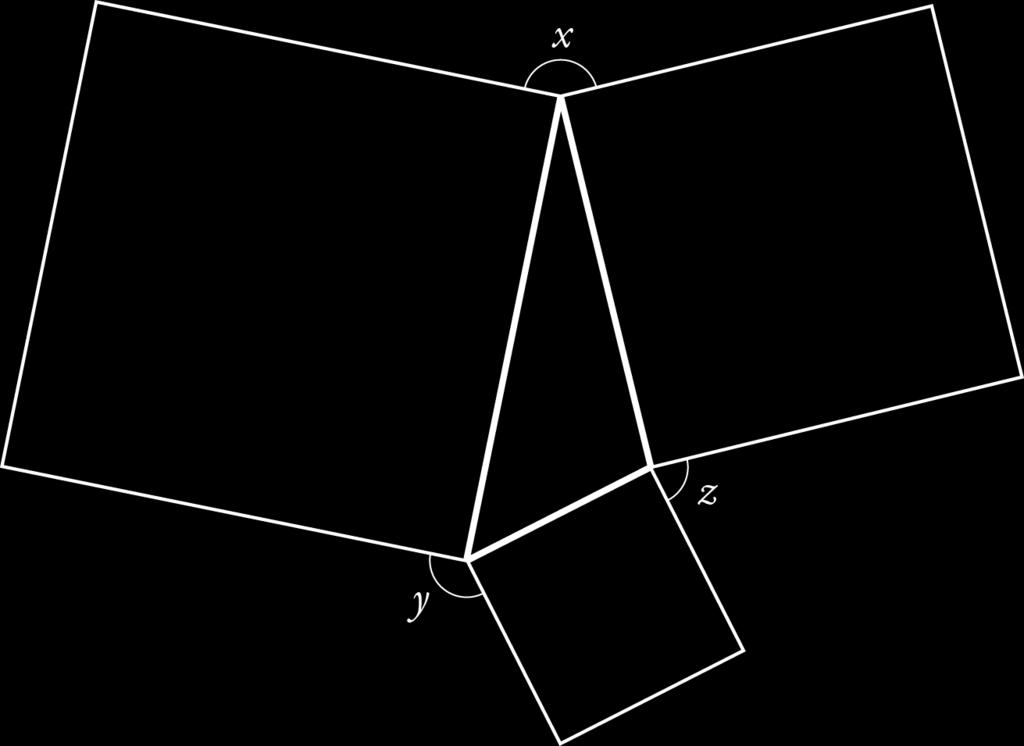 27. Sidorna i en triangel utgör också sidorna i tre olika kvadrater, se figur.