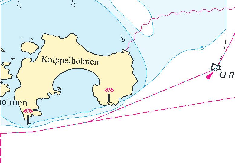 9 Nr 272 Kattegatt / Kattegat * 5838 Sjökort/Chart: 9312, 9313 Sverige. Kattegatt. Göteborg. Knippelholmens östra kummel. Fasadbelysning.