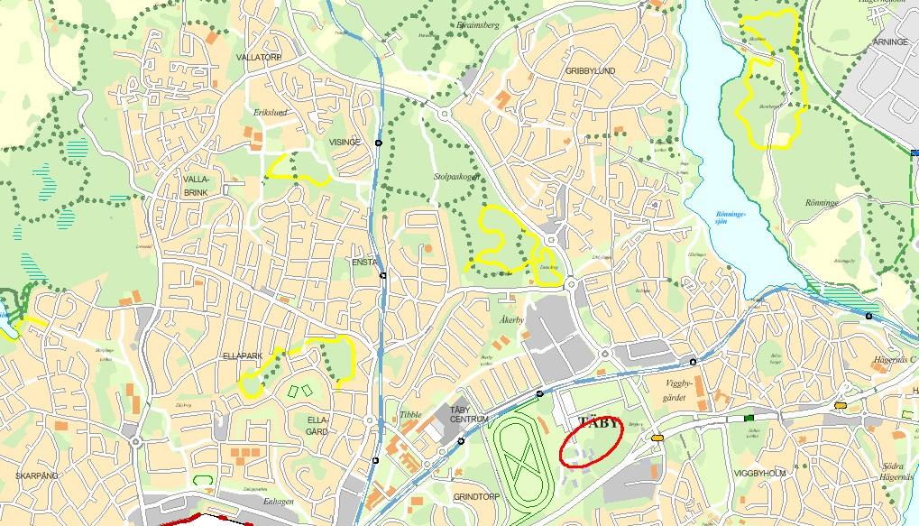 Aktuell detaljplan ligger i den centrala delen av Täby parkområdet och gränsar i öster mot den andra etappen (pågår