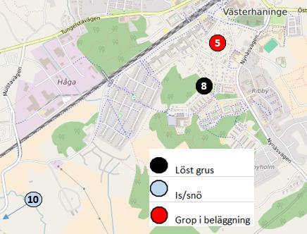 Bilaga 2. Kartor med geografisk fördelning för de cykel-singelolyckor som relateras till drift- och underhåll, enbart kommunalt vägnät.