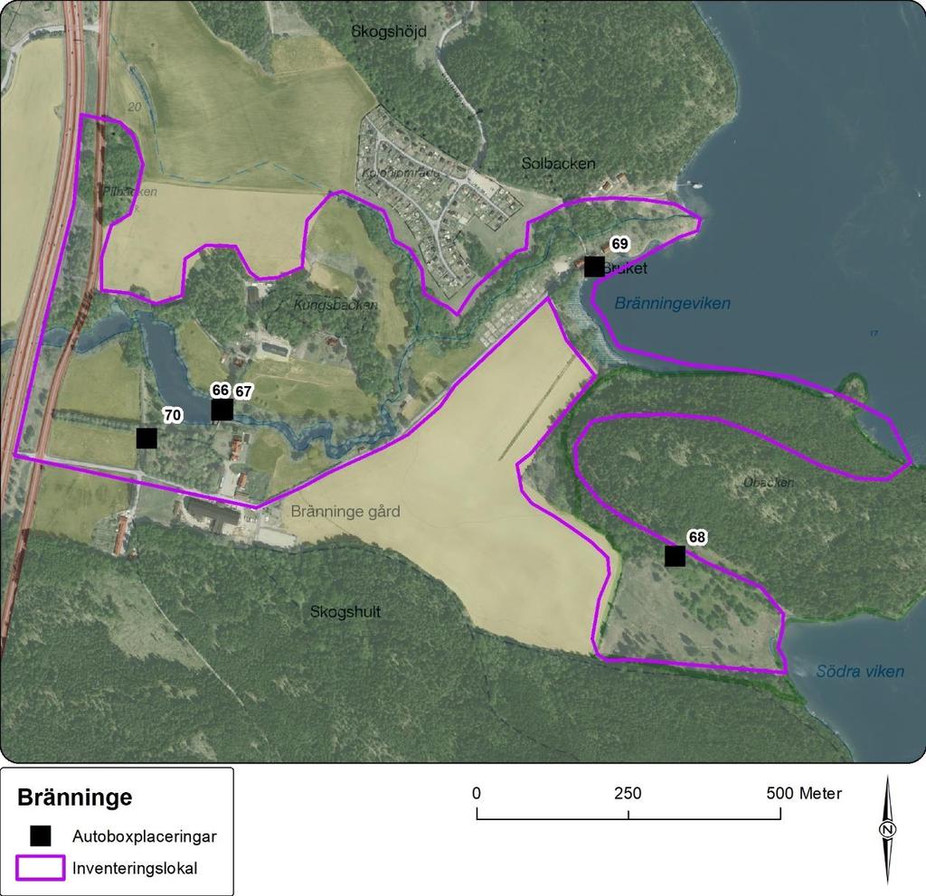 Lokaler i Södertälje kommun Figur 19. Bränninge inventerades med fyra autoboxar.