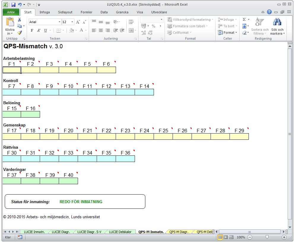 QPS-Mismatch v.3.1 manual 1. Ta fram fliken QPS-M Inmatn. 2.