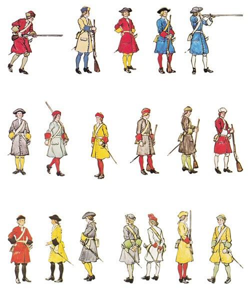 10. Uniformstraditioner Sammansättning av uniformspersedlar och tjänstetecken till Försvarsmaktens olika uniformer framgår av reglementet Uniformsbestämmelser (Unibest). 10.1. Arméuniformer 10.1.1. 1600-talet Uniformer av mer enhetlig karaktär infördes i Sverige på mitten av 1600-talet.