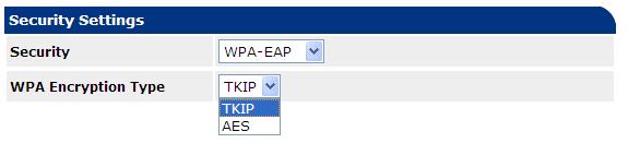 I [Encryption type] väljer du den krypteringstyp (TKIP eller AES) som har angetts för den trådlösa åtkomstpunkt du vill ansluta till.
