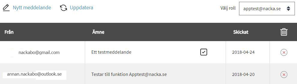 12 (14) Kollegor som loggar in i funktionsbrevlådan ser nu att ärendet är hanterat i inkorgen. Det är markerat med en bock brevid meddelandet, se nedan.