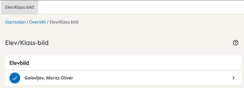 Översikt ELEV/KLASSBILD I Elev/klassbild ser vårdnadshavaren sitt/sina barn. Klicka på pilen till höger om barnets namn. Ev.