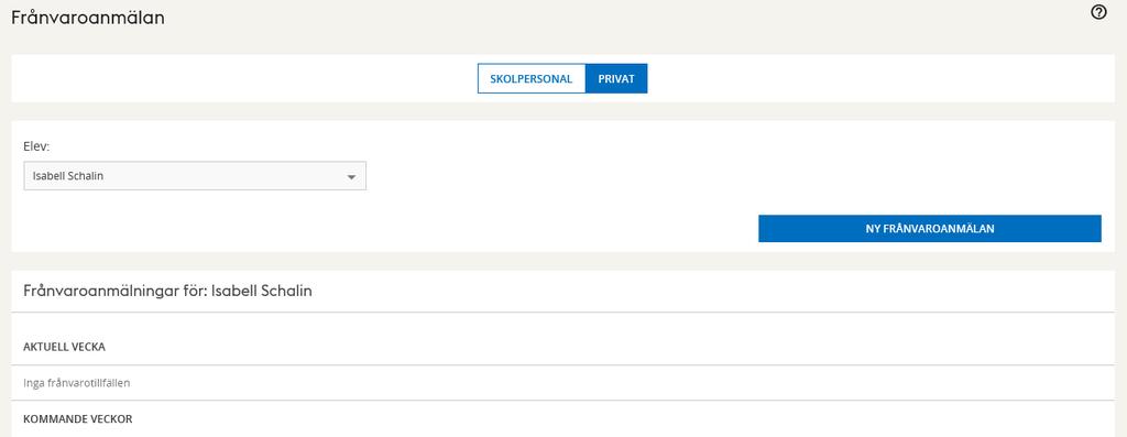 Frånvaro Genom funktionen Frånvaroanmälan meddelar vårdnadshavaren skolan ett barns frånvaro.