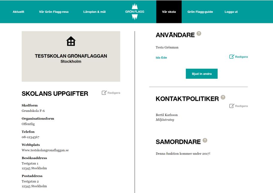 ALLA ERA UPPGIFTER FINNS UNDER FLIKEN VÅR SKOLA Skolans uppgifter: Era kontaktuppgifter är importerade från det gamla systemet. Läs igenom uppgifterna och gör ändringar vid behov.