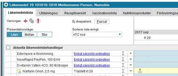 Om patienten har dosdispensering gå alltid till Pascal, även om det finns läkemedel i patientens