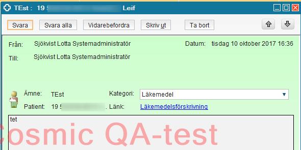 Josefine Laago 2018-04-13 1:4 5(16) En visningsvy presenterar en lista med patientens aktuella läkemedel.