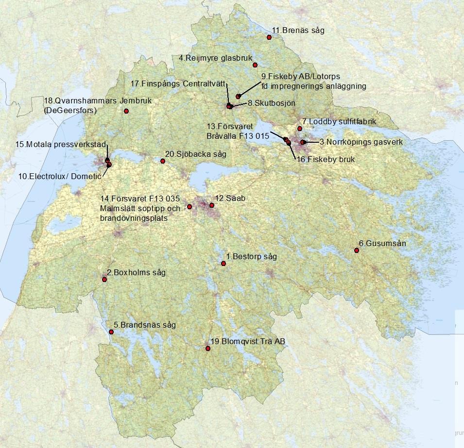 2.3 Prioriterade objekt i Östergötland Länsstyrelsen upprättar årligen en prioriteringslista, bilaga 1, för de mest prioriterade objekten i länet. Figur 13.