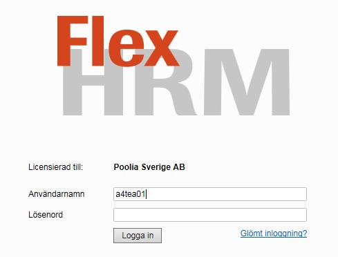 2 (18) Inloggning och grunduppgifter Logga in via länk på intranätet eller använd denna adress; http://flexhrm.poolia.