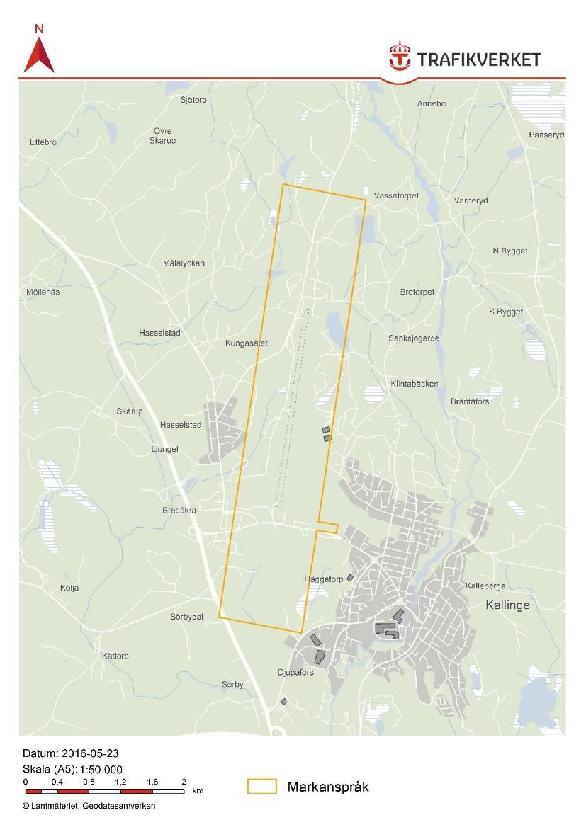 Sammanfattning av riksintresseanspråkets geografiska utbredning och områden som påverkas av verksamheten vid Ronneby flygplats Den geografiska utbredningen av riksintresseområdet för en flygplats