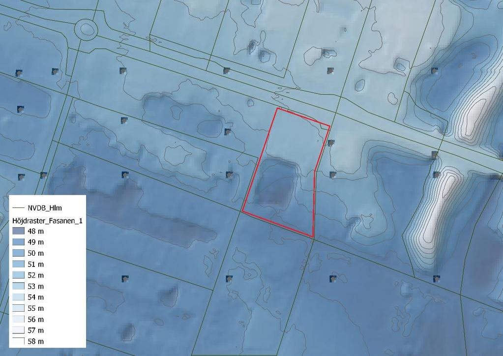 6(12) Avrinningsområden och avvattningsvägar En höjdmodell över planområdet visas i Bild 5, topografi i Bild 6. Lågpunkter och schematisk ytavrinning presenteras i Bild 7.