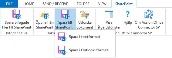 Spara e-postmeddelanden och bifogade dokument från Microsoft Outlook Ofta behöver dokument som kommer via e-post sparas till en plats i SharePoint.