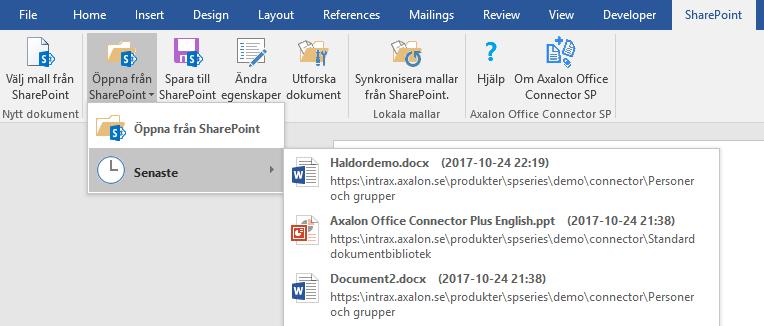 Öppna dokument från Microsoft Word, Excel, Powerpoint eller Outlook Ofta vet användaren redan vilken typ av dokument som ska öppnas och av gammal vana öppnar användaren det Office-program som