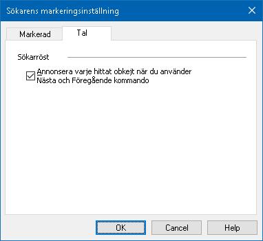 196 Sökarens inställningsflik.