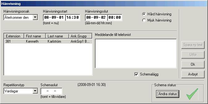 8 Hänvisningar för telefonister och användare. Hänvisningar visas lite olika för de olika användarna av Marvin. Telefonisterna har mest information.