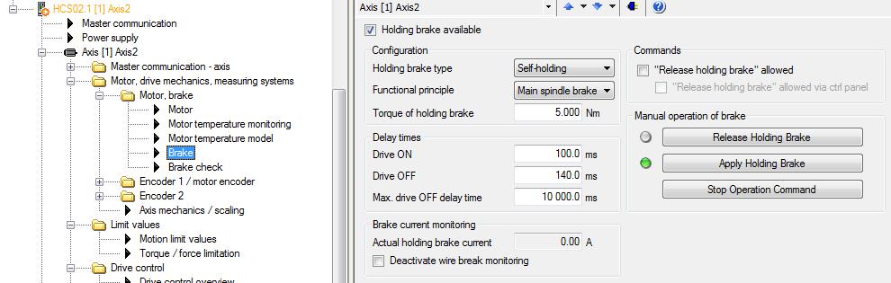 IndraDrive L3/L4 säkerhetsoption 11 4.2 Option L4 För optionen L4 skall, förutom det som beskrivits ovan för optionen L3, den mekaniska bromsen på motorn konfigureras.