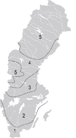 14 TRV 2011:072 TDOK 2011:264 TRVK Väg Illustration 4.2-1 Illustration av klimatzoner Flexibla överbyggnader ska konstrueras för klimatperioder med längd enligt tabell 4.2-1. Tabell 4.