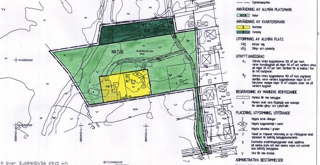 Utdrag ur plankartan till dp F156. Dp F156 Detaljplan för fastigheten Björnhovda 9:22 m fl, Färjestaden, Kalmar län. Laga kraft 2004-04-26.