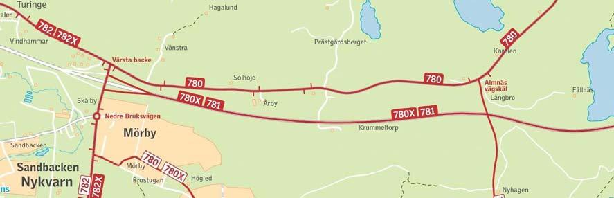 2.4 Kollektivtrafik Idag går busslinje 780 mellan Södertälje centrum och Nykvarn.
